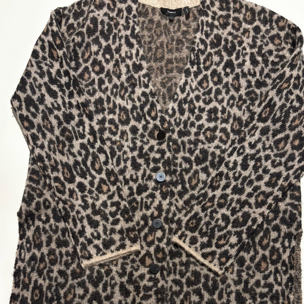 Leopard Print Jacquard Cardiganby Theory